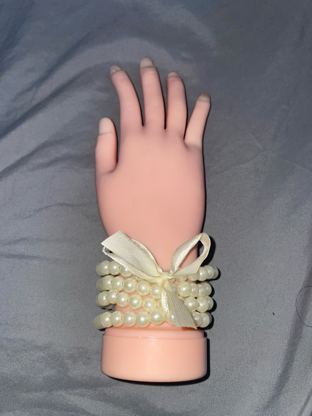 Classic Ivory Pearl Stretch Bracelet Set with Ribbon Bow
